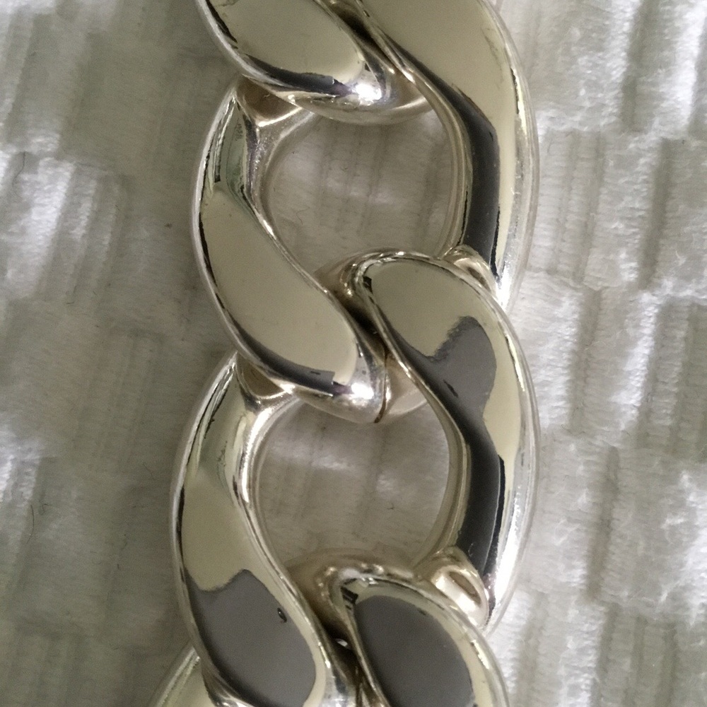 Polished Silver Tone Link Neclace - Picture 6 of 8